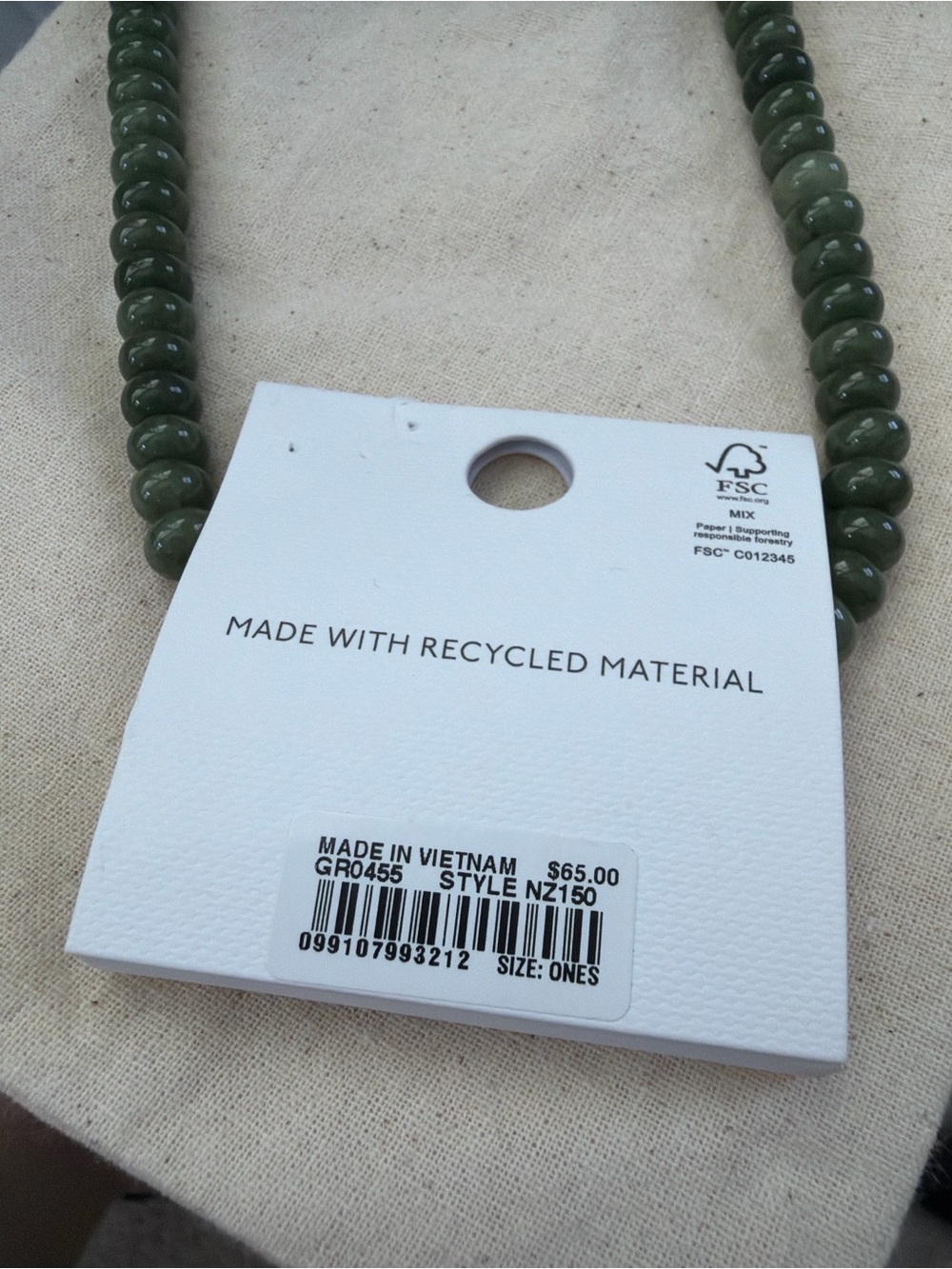 Madewell Semi Precious Stone Beaded Necklace Green Gold Tassel NZ150 NWT - Picture 6 of 6